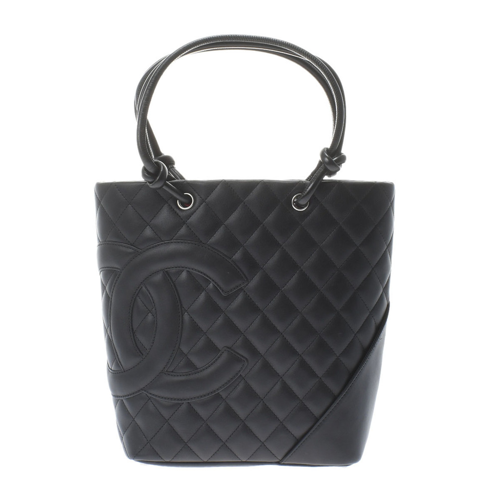 Chanel Cambon Line Medium Black/Silver Hardware Calfskin Tote Bag